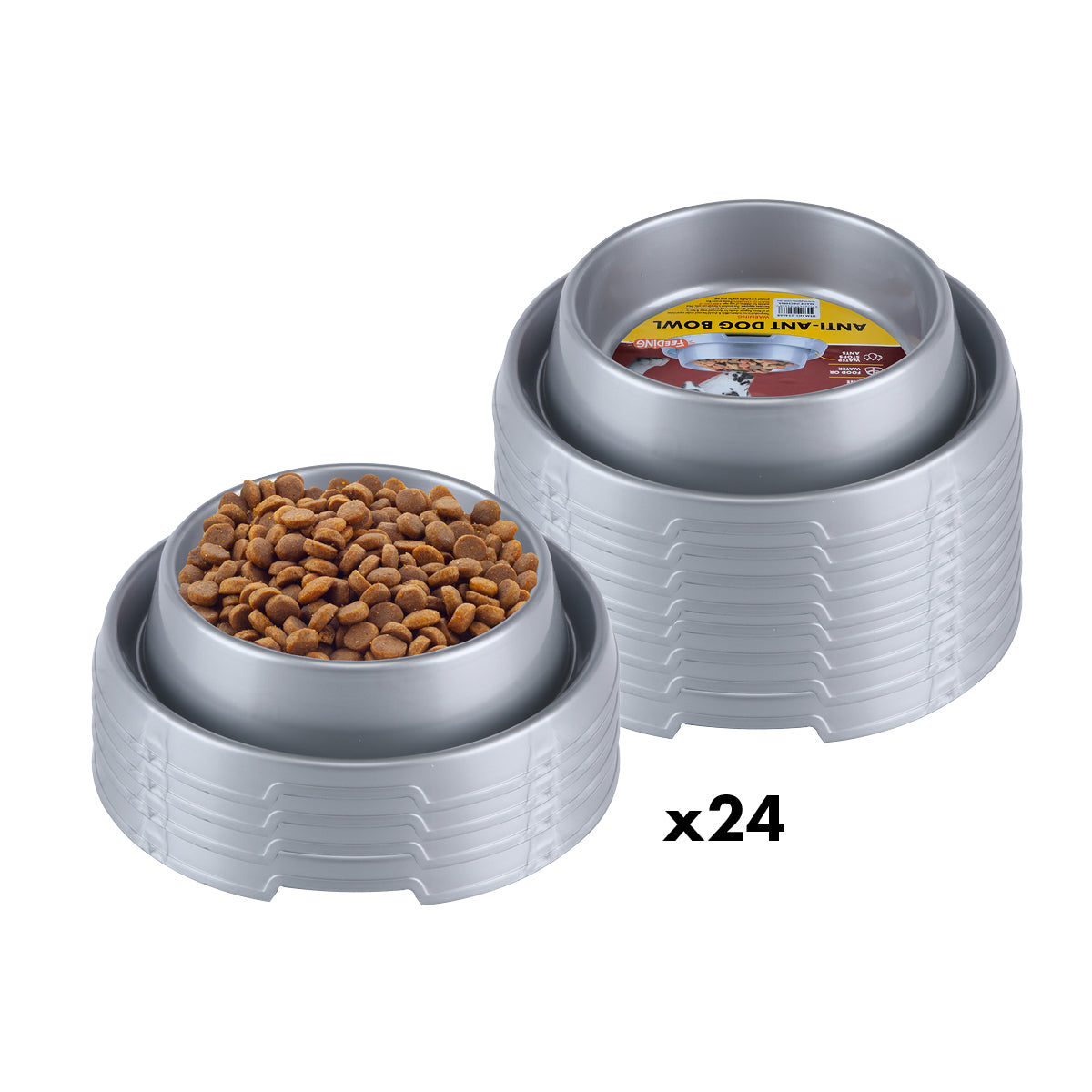 Pet Basic 24PCE Pet Bowl 650ml Ant Proof Rim Durable Non-Slip Base 22.5cm