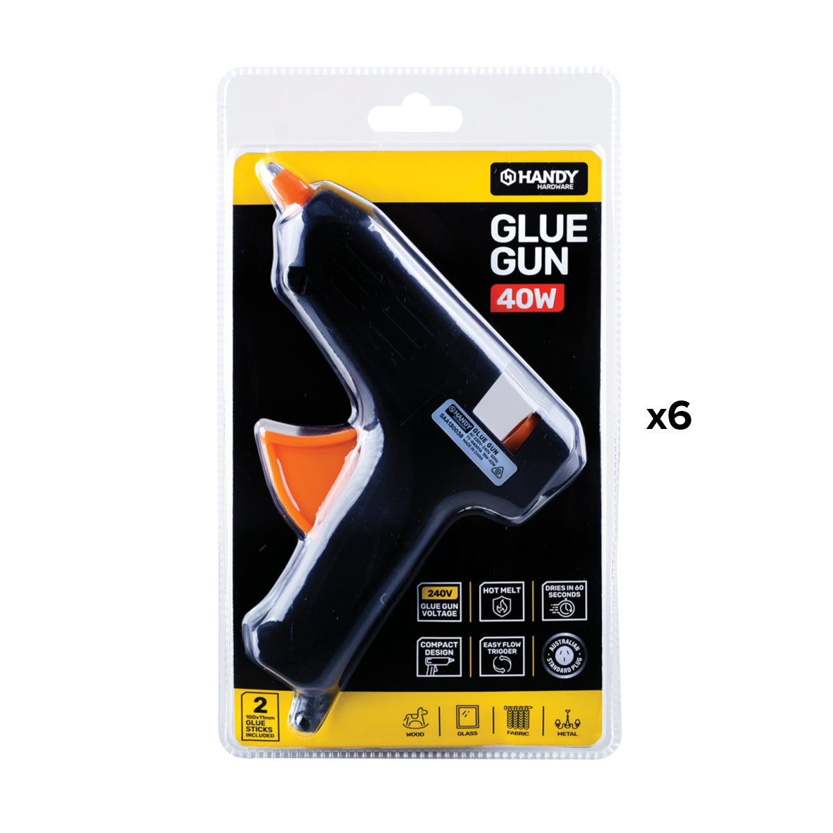 Handy Hardware 40W Glue Gun Glue Sticks Included 240V Compact Design