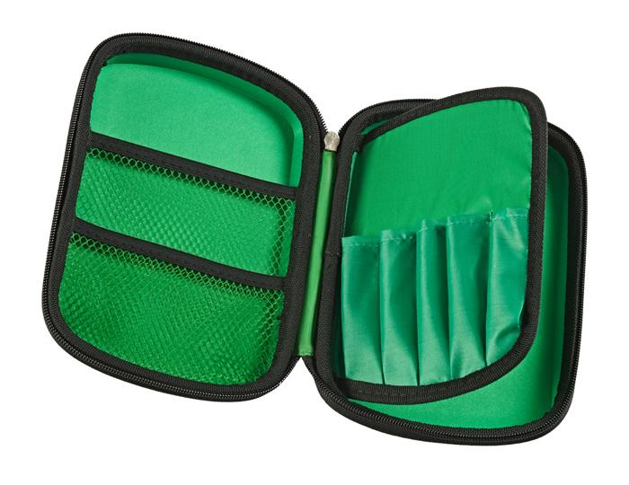 Tinc Two-Colour Hard Top Pencil Case : Green With Black Zip