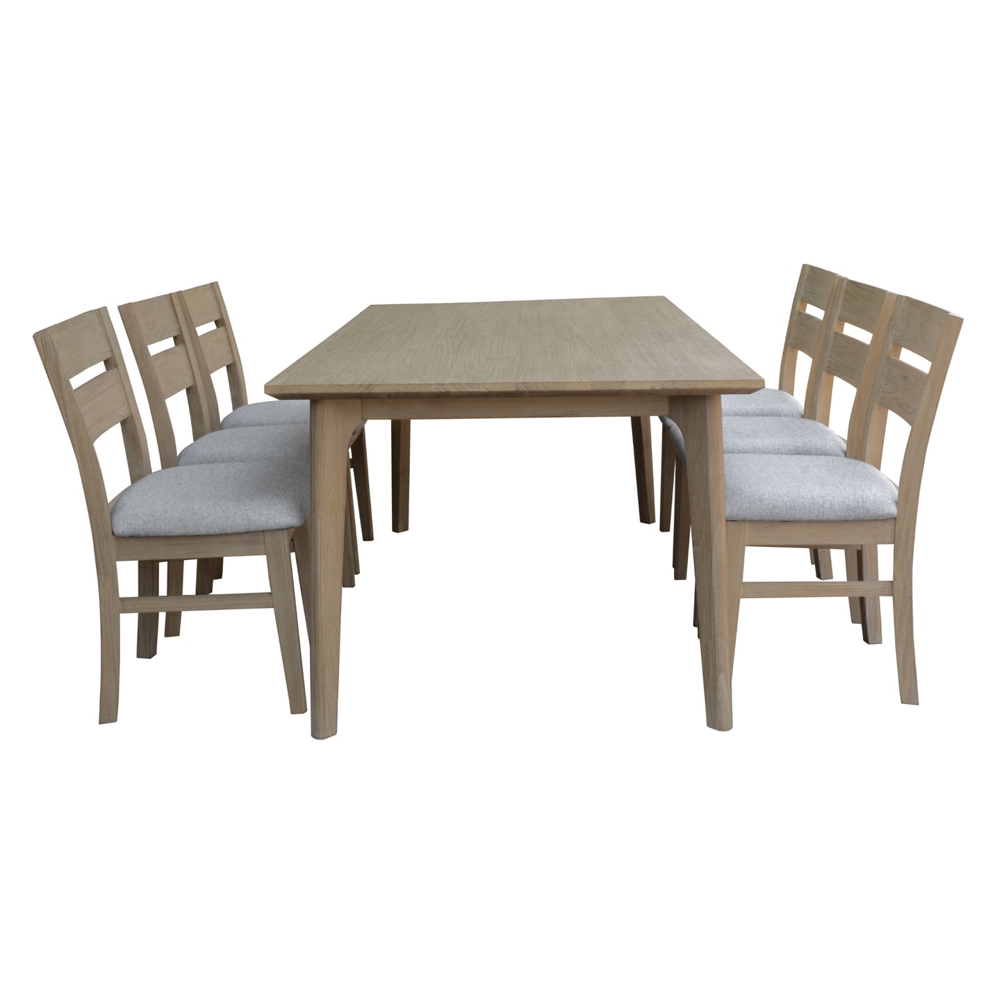 Tyler 7pc 180cm Dining Table Set Fabric Chair Solid Acacia Wood Brushed Smoke