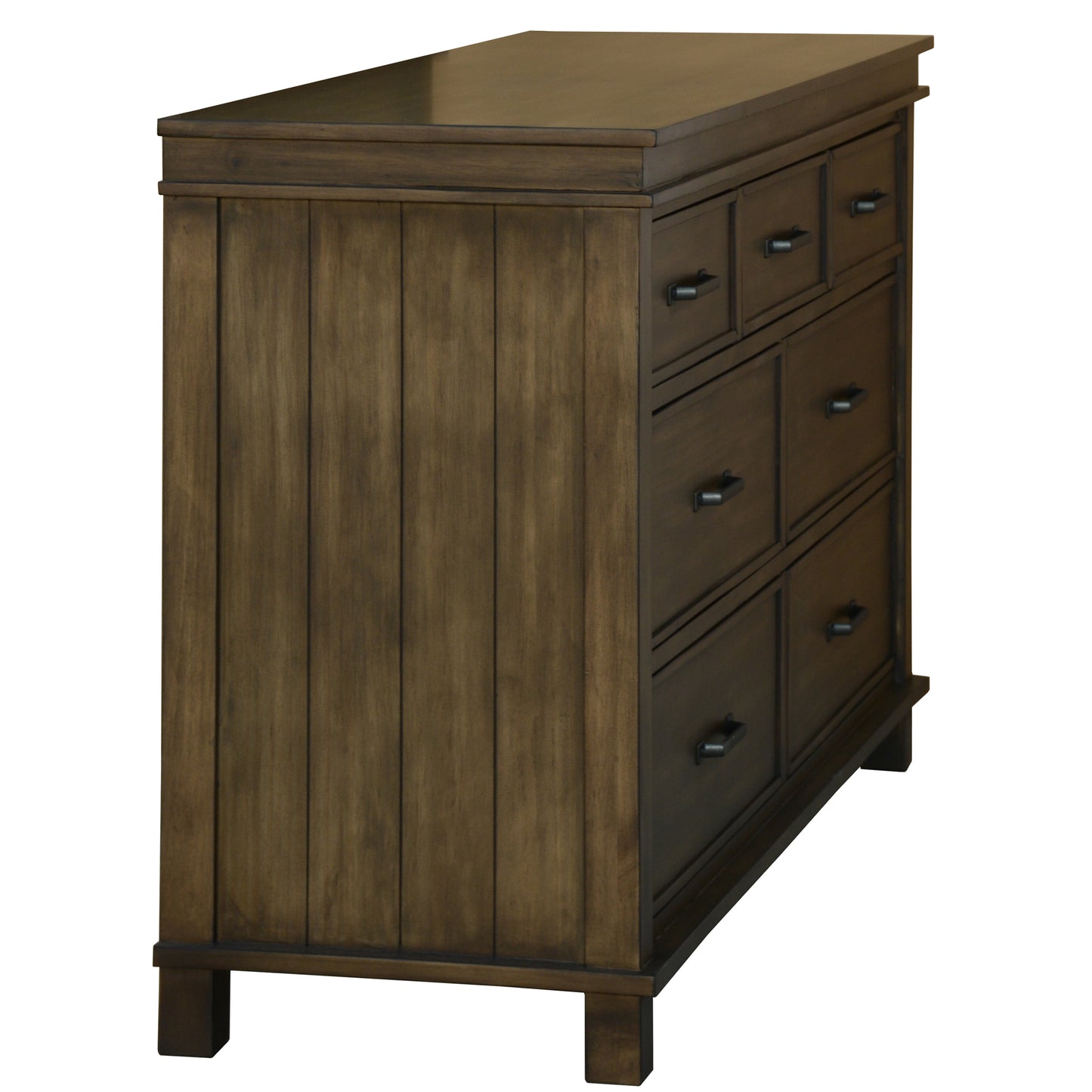 Lily Dresser 7 Chest of Drawers Solid Wood Tallboy Storage Cabinet - Rustic Grey