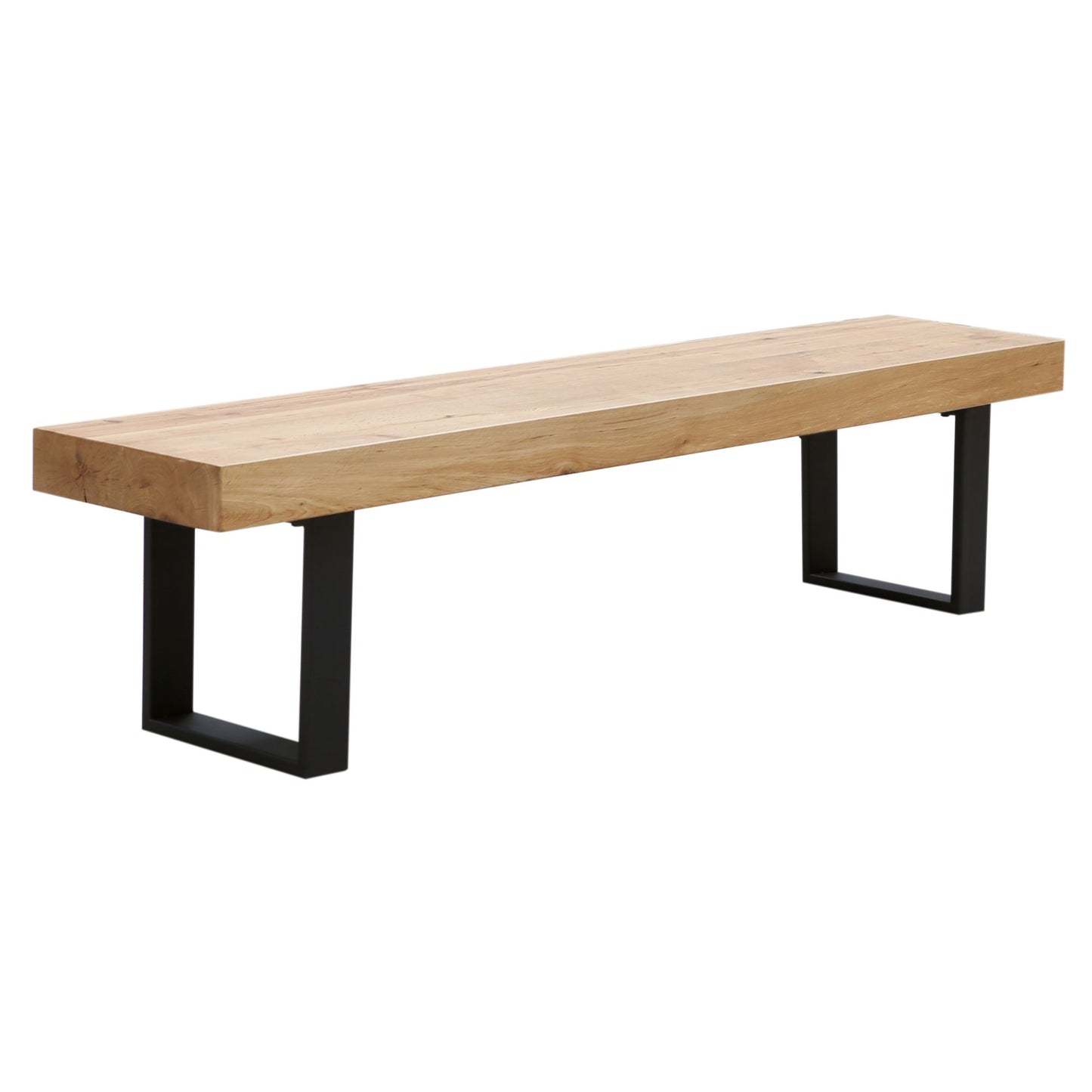 Ethan 3pc 240cm Dining Table 190cm Bench Veneer Solid Oak Top Metal Leg Natural