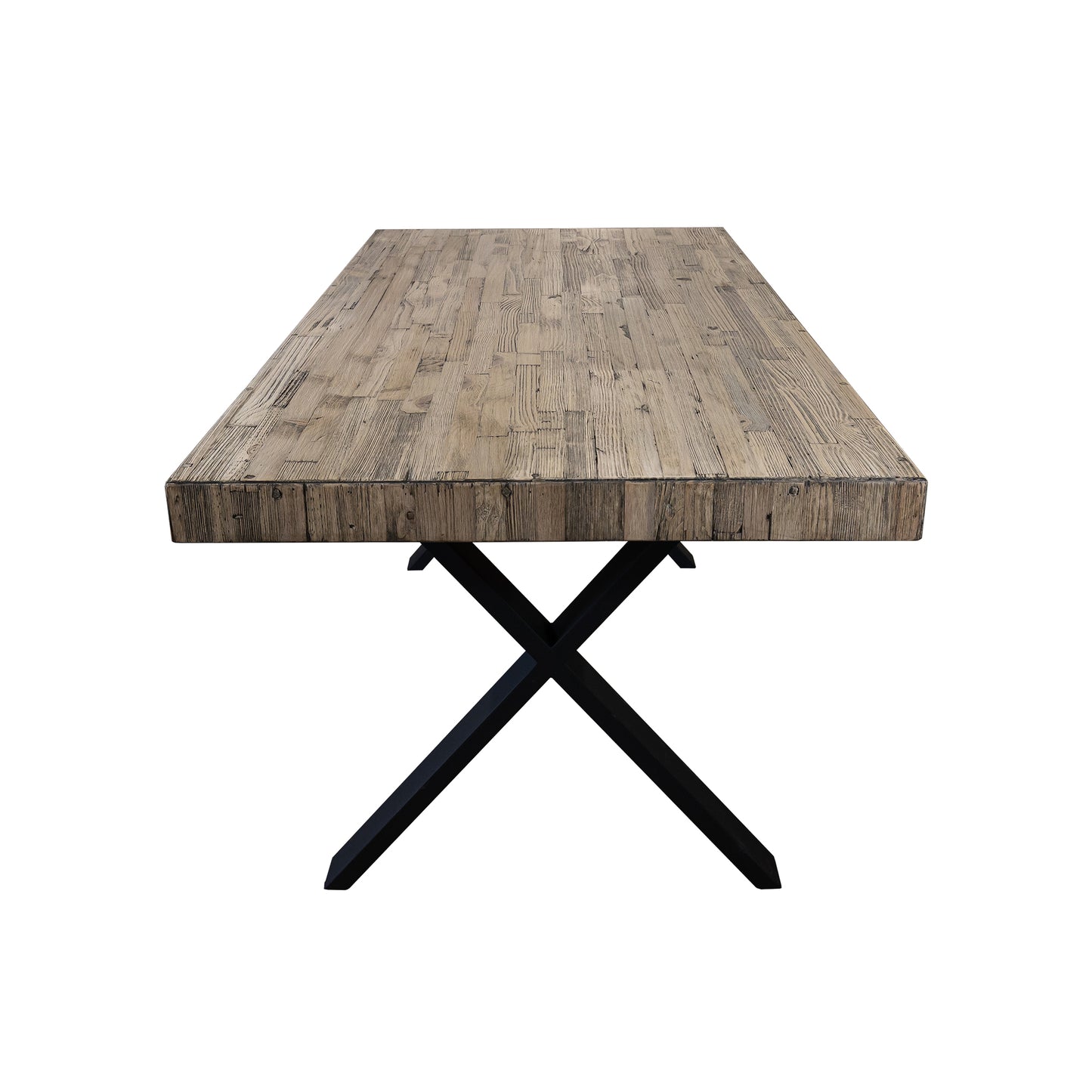 Anika Dining Table 180cm Laminated Solid Pine Top Metal Leg - Smoke
