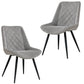 Helenium Dining Chair Set of 2 Fabric Seat with Metal Frame - Granite