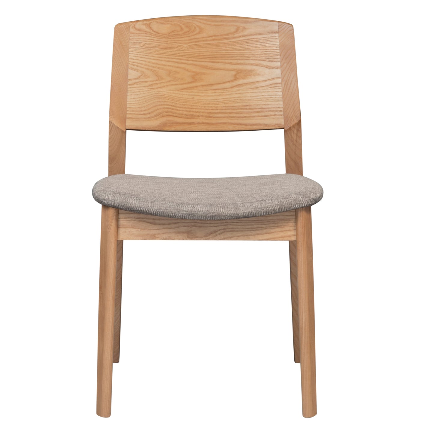 Emilio 2pc Set Dining Chair Fabric Seat Scandinavian Style Solid Ash Wood Oak