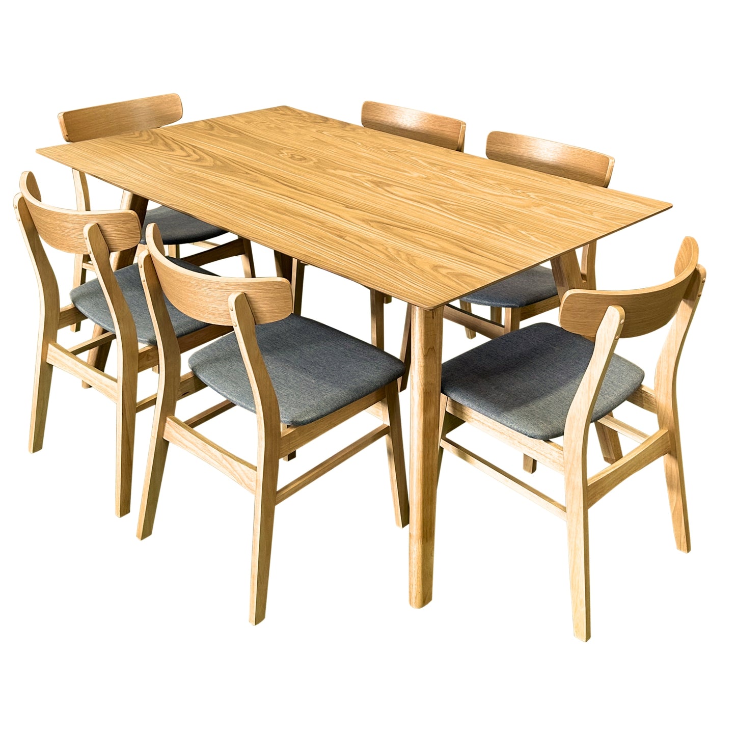 Oscar 7pc Dining Set 150cm Table 6 Chair Fabric Seat Scandinavian Style