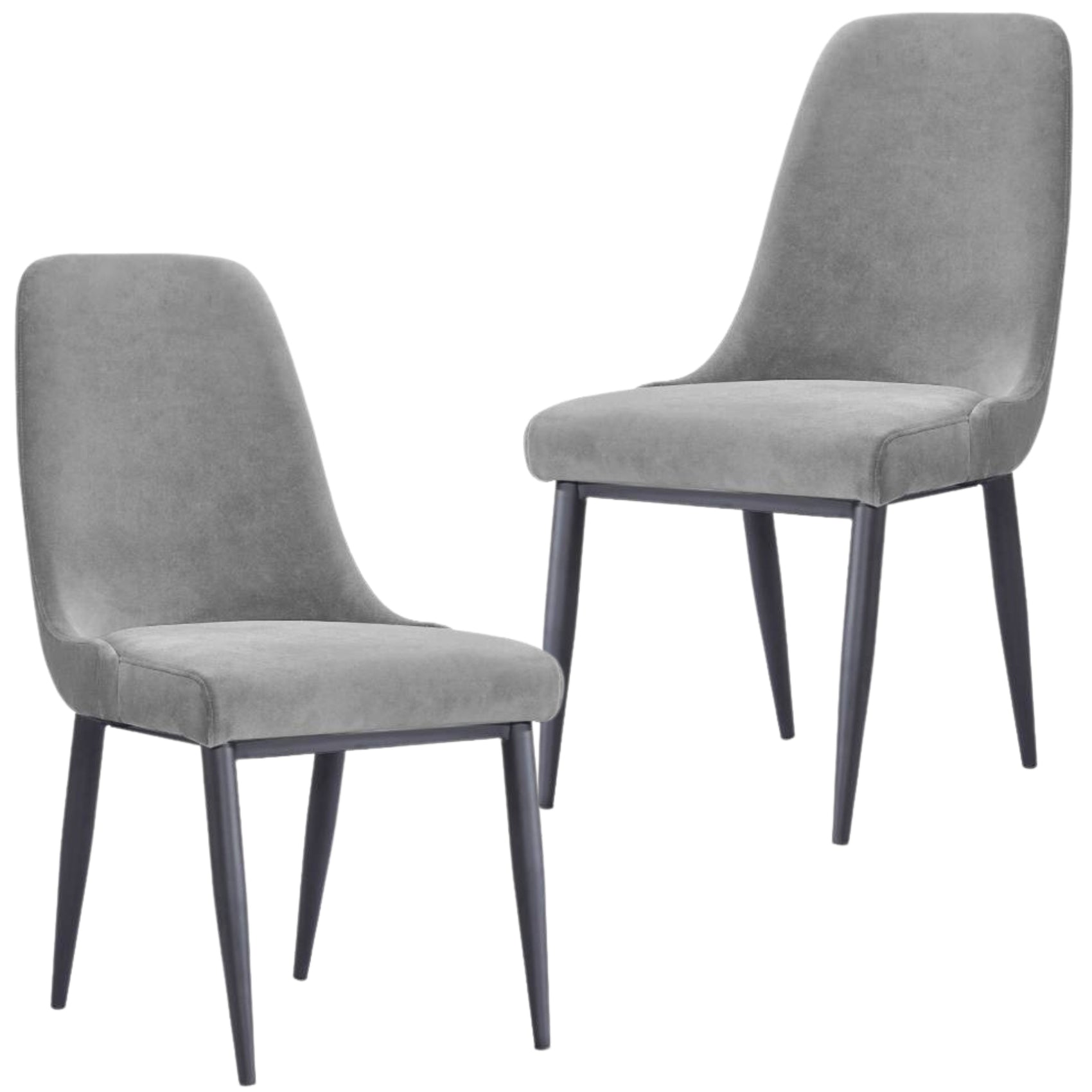Eva Dining Chair Set of 2 Fabric Seat with Metal Frame - Grey