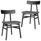 Claire Dining Chair Set of 2 Solid Oak Wood Fabric Seat Furniture - Black