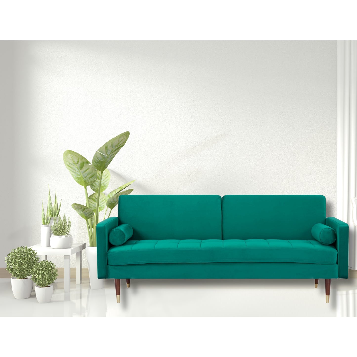 Livia 3 Seater Sofa Bed Fabric Uplholstered Lounge Couch - Green