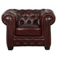 Max Chesterfield Armchair Single Seater Sofa Genuine Leather Antique Red