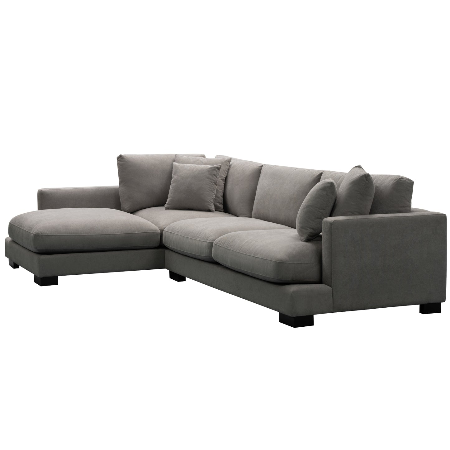 Royalty 3 + 3 Seater Sofa Fabric Uplholstered Left Chaise Lounge Couch - Grey