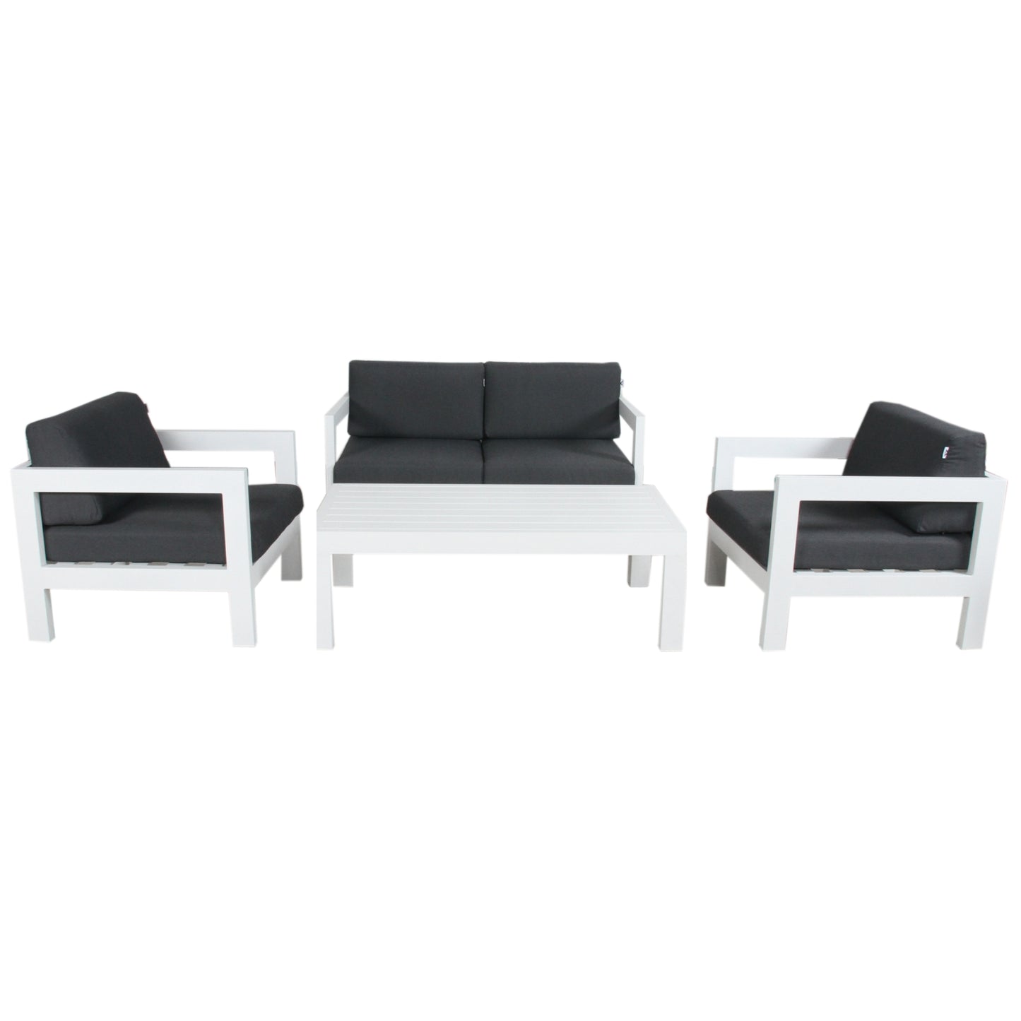 Outie 4pc Set 1+1+2 Seater Outdoor Sofa Lounge Coffee Table Aluminium White