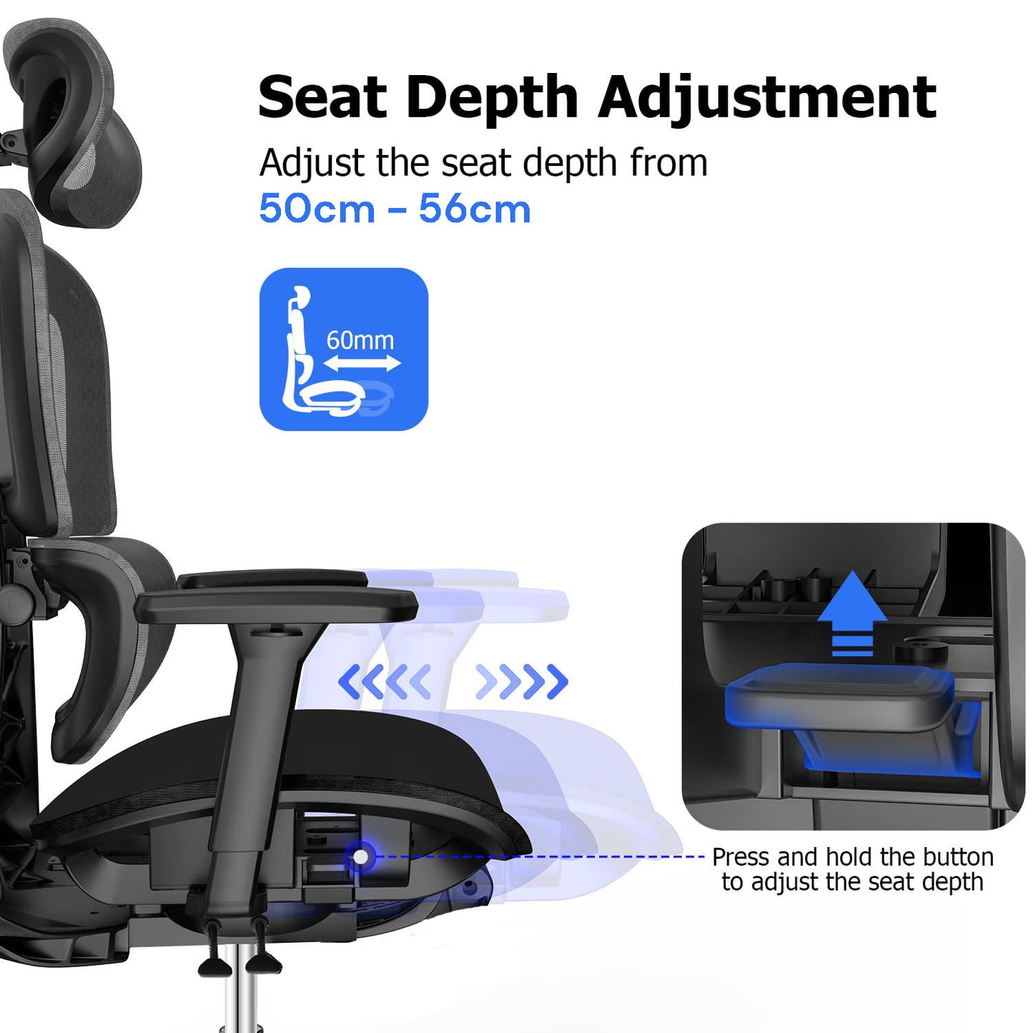Ergonomic Mesh Home & Office Chair 3D Adjustable Armrest Seat High Back Desk Computer Chair