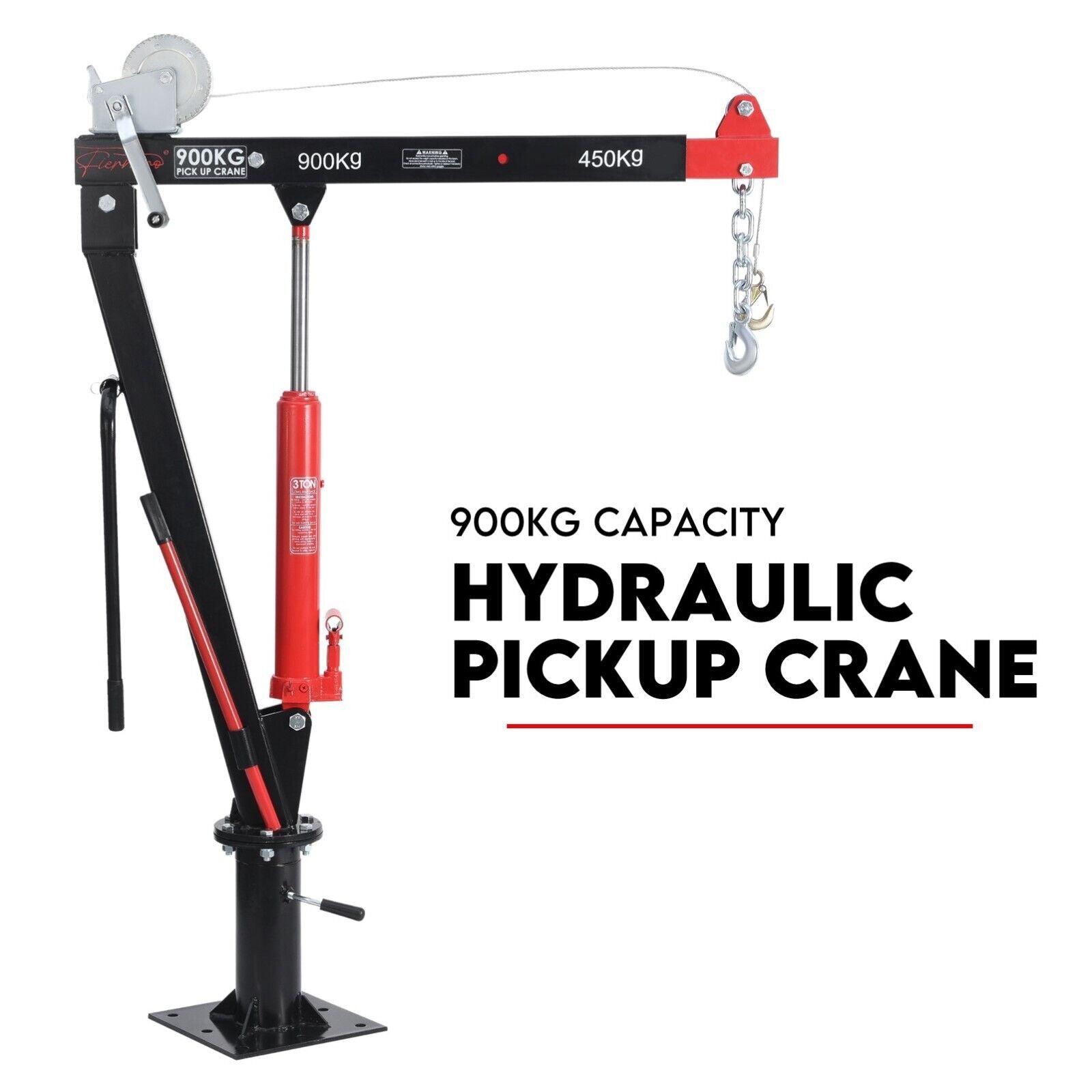 Hydraulic Crane 900kg Pickup Swivel Ute Truck Trailer Lift Hoist Winch Haul