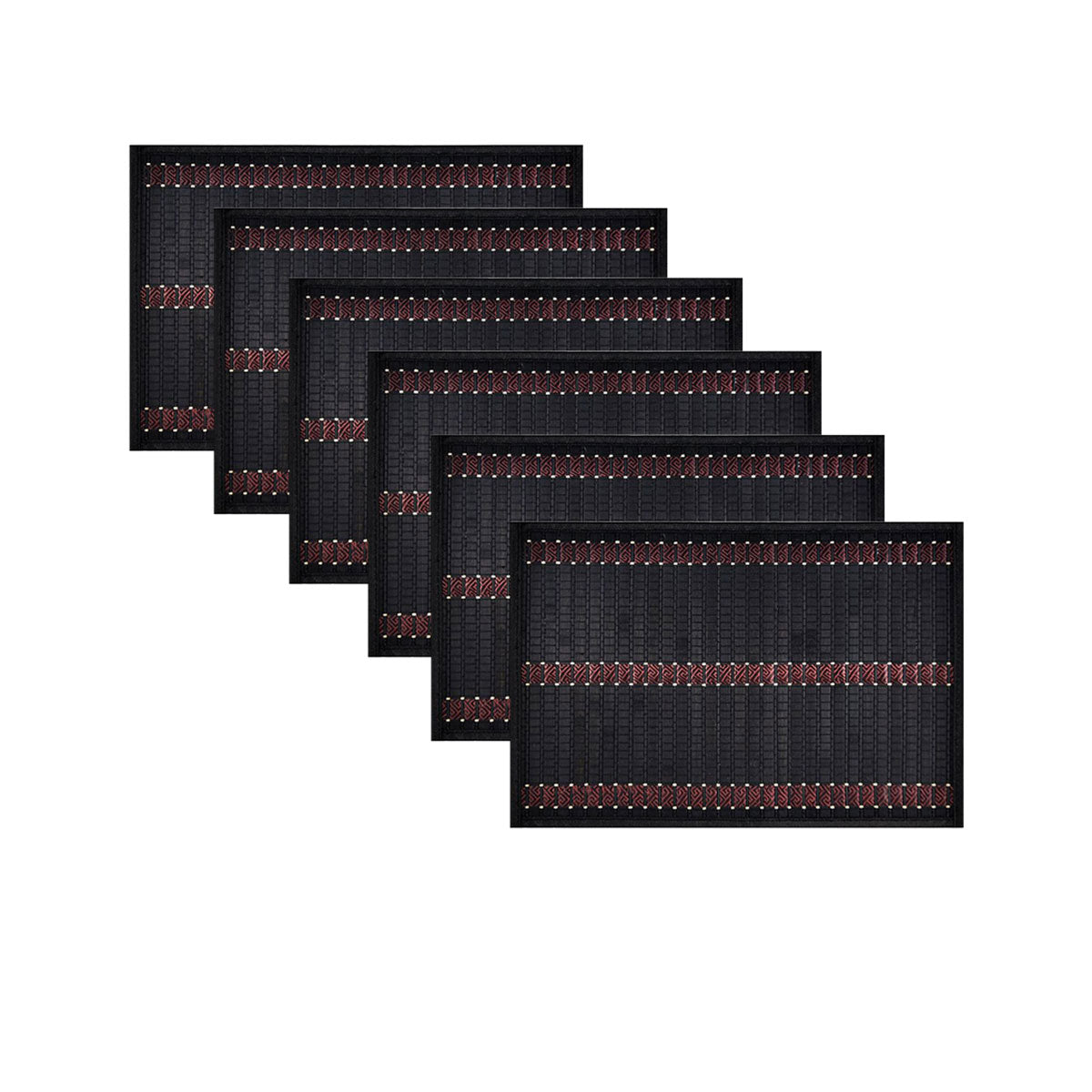 Set of 6 Diana Black Bamboo Table Placemats 30 x 45cm