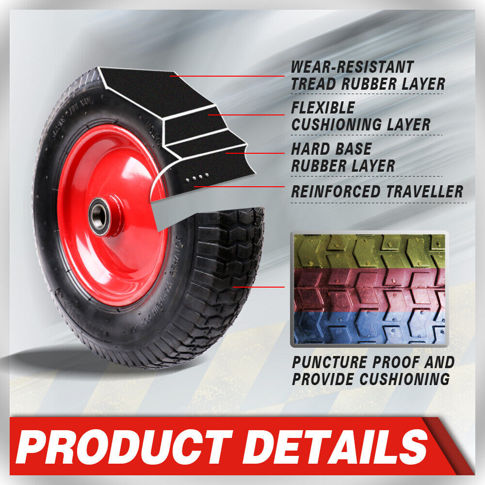 16" Wheelbarrow Trolley Wheel 4.80 4.00-8 Pneumatic Tyre 25.4mm Bore Tire Steel