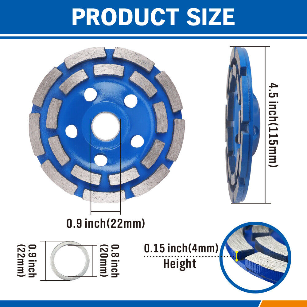 4.5inch Diamond Segment Grinding Concrete Cup Wheel Disc Granite Stone 115mm