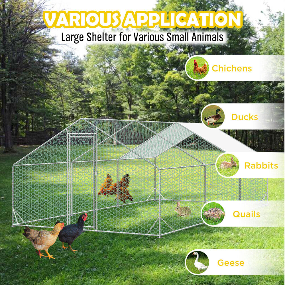 VaKa 3x6x1.95m Metal Walk-in Chicken Coop Rabbit Hutch Cage Hen House Chook Au
