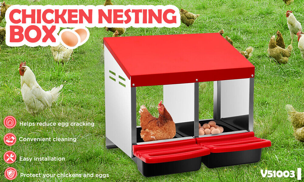 VaKa Chicken Hen Coop Hutch 2 Hole Inside Outside Roll Away Lay Egg Nesting Box