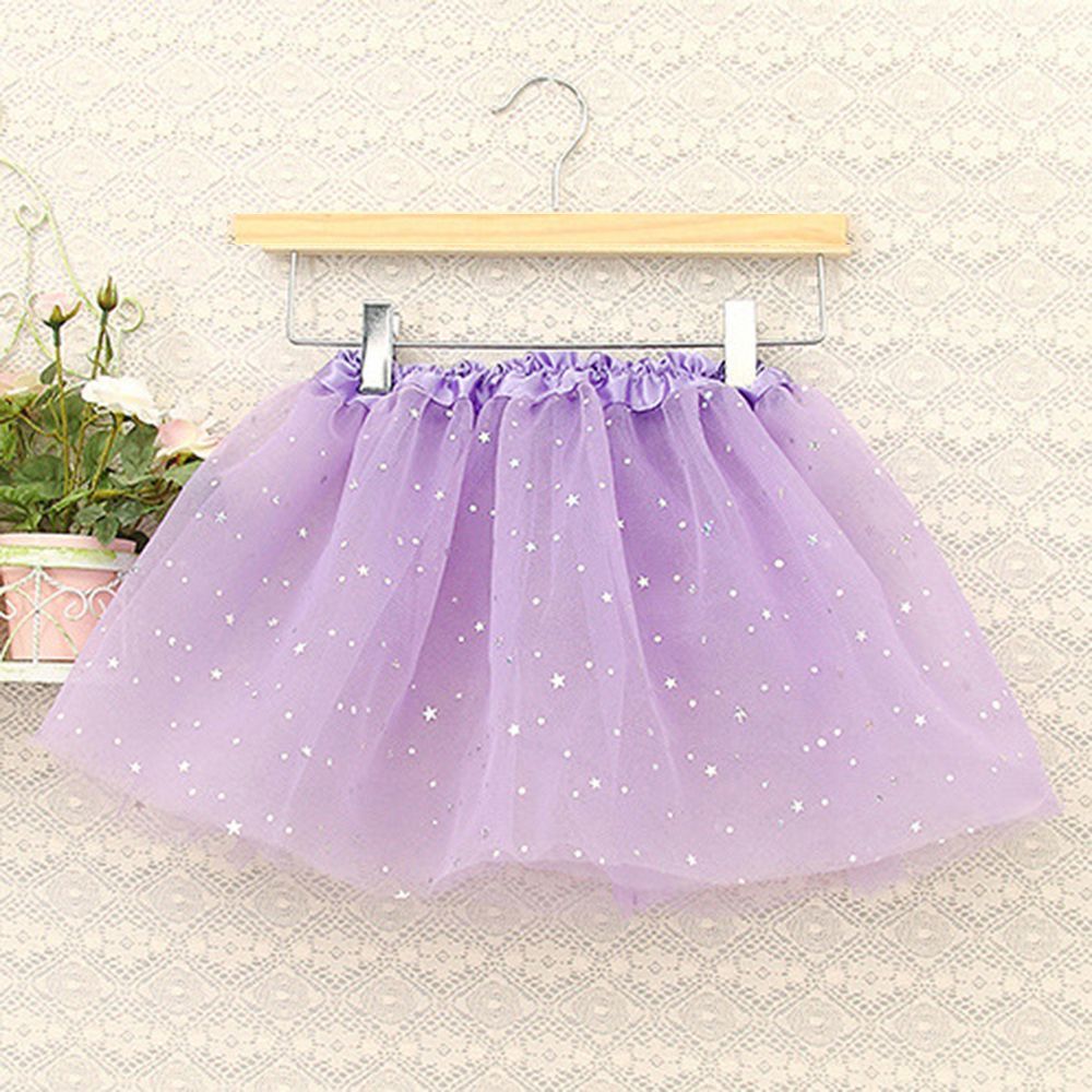 Sequin Tulle Tutu Skirt Ballet Kids Princess Dressup Party Baby Girls Dance Wear, Light Purple, Kids
