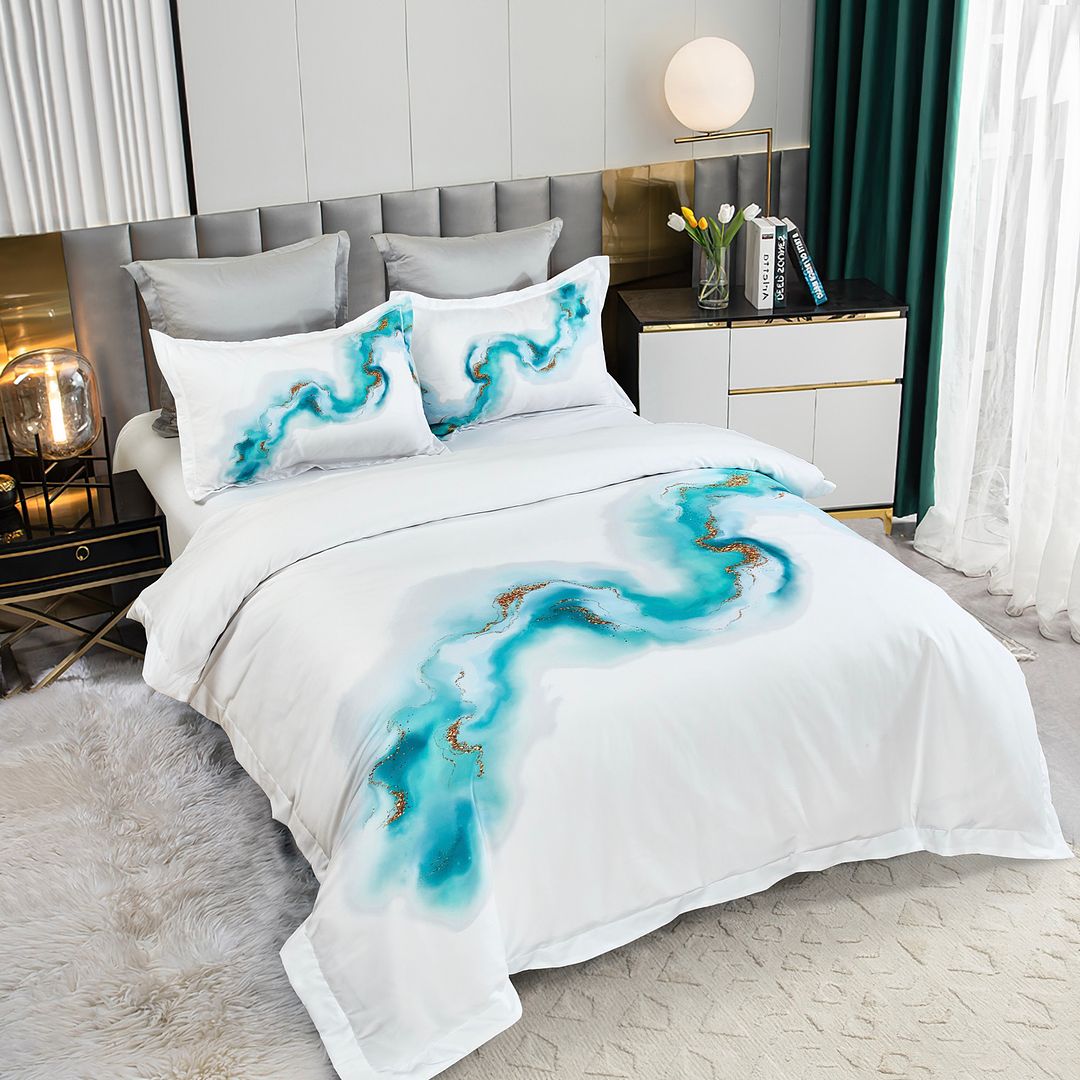 Ocean Marble Quilt Cover Set - King Size