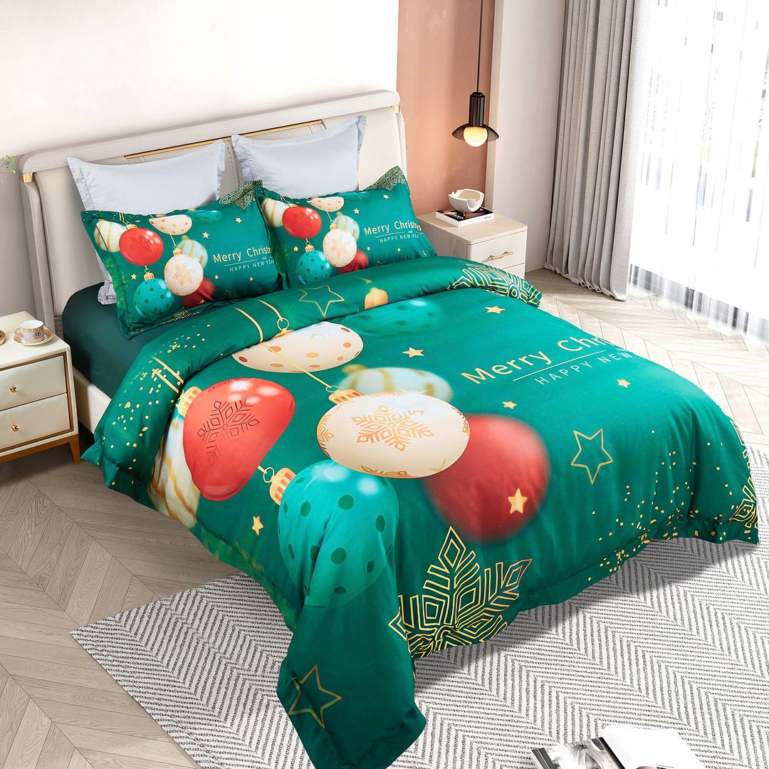 Christmas New Year Quilt Cover Set - King Size