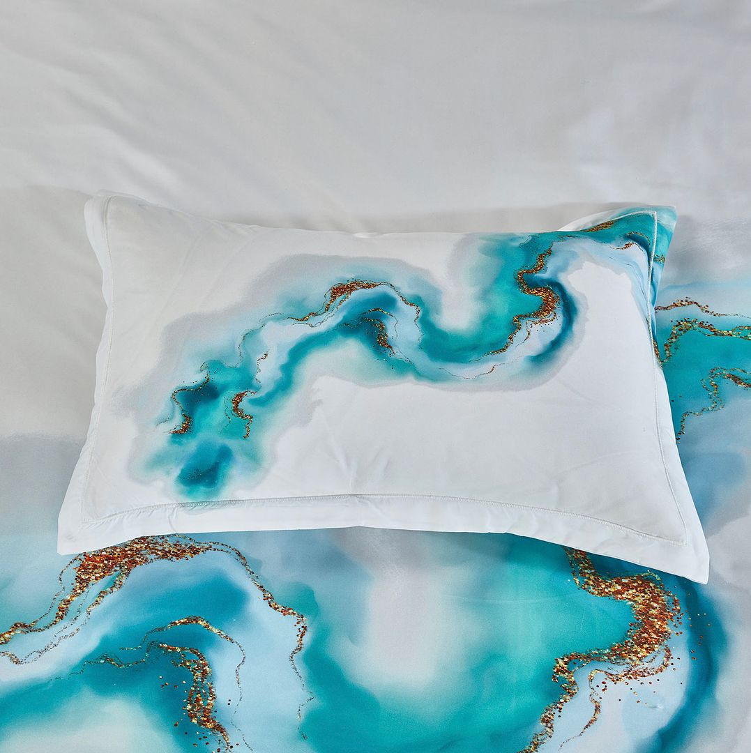 Ocean Marble Quilt Cover Set - Queen Size