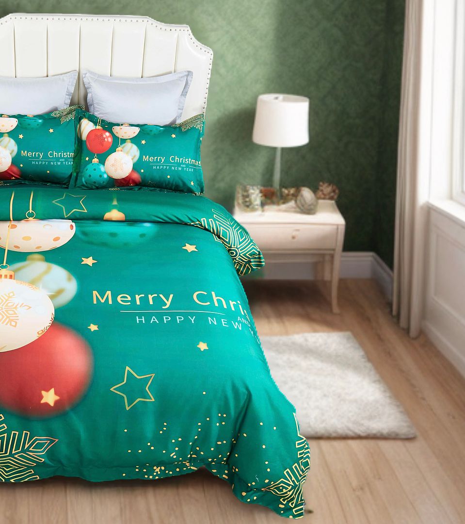 Christmas New Year Quilt Cover Set - Queen Size