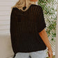 Azura Exchange Fishnet Knit Ribbed Short Sleeve Sweater Tee - L