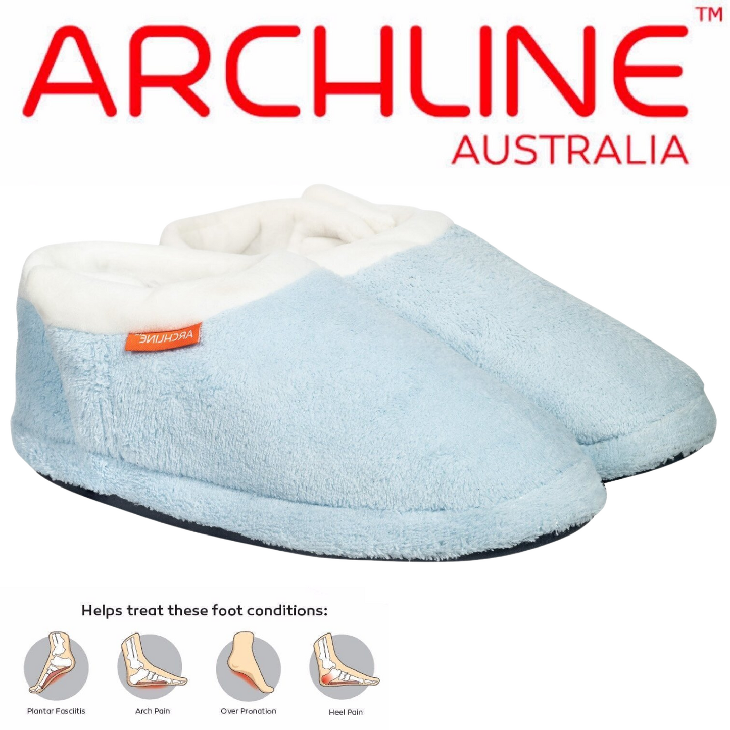 ARCHLINE Orthotic Slippers Closed Scuffs Pain Relief Moccasins - Sky Blue - EUR 41