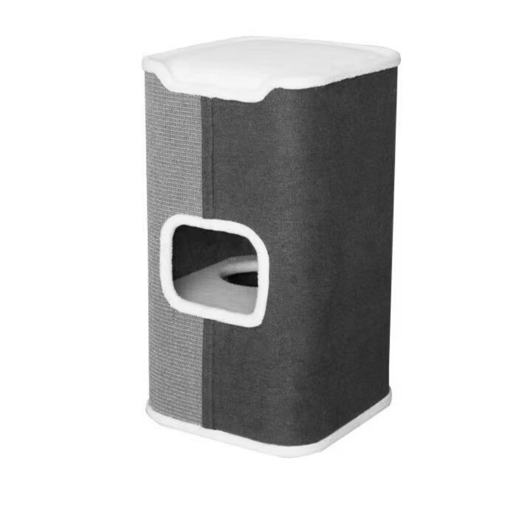 Tri-Level Square Cat Condo with Sherpa Lining