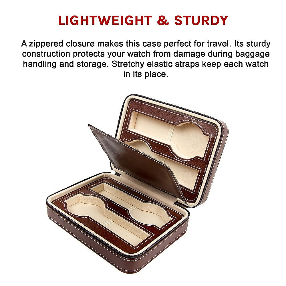 4 Watch Box Display Travel Case PU Leather